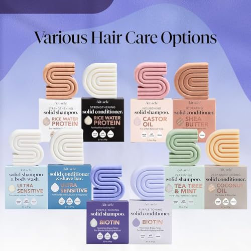 Buy now Kitsch Toning Purple Shampoo & Conditioner Bar Set For Blondes & Color Treated Hair - With Biotin for Strengthening & Neutralizing Brassy Tones - Vegan, Silicone & Sulfate Free - Made in USA at indiglob india