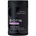 Buy now Sports ResearchÂ® Biotin 5,000mcg with Organic Coconut Oil - Biotin (Vitamin B7) for Healthy Skin and Hair Support* - for Women and Men - Vegan, Non-GMO, Gluten & Soy-Free - 120 Veggie Softgels at indiglob india
