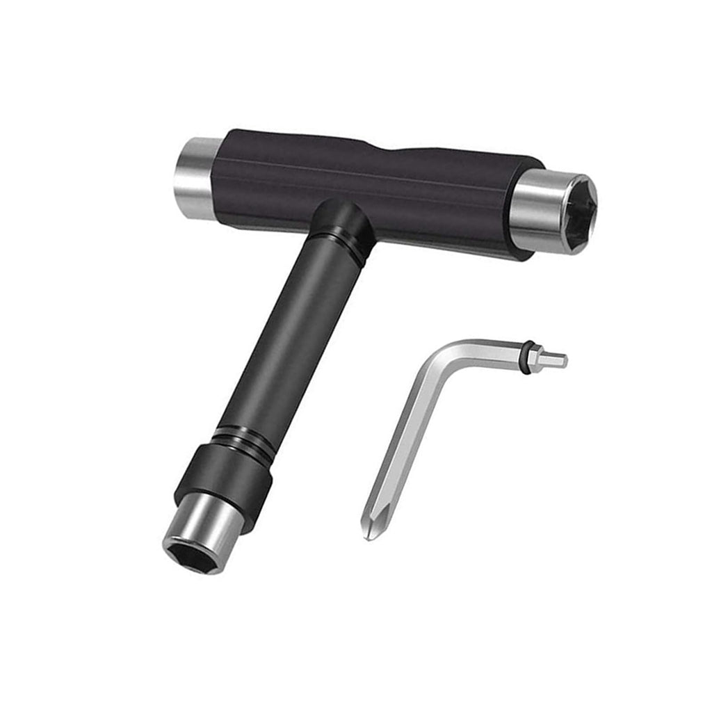 Skate Tool All-in-One, Skateboard Tool Roller Skate Tool T Tool for Skateboard, Muti-Function Portable Skateboard Longboard Accessory with T-Type Allen Key and L-Type Phillips Head Wrench Screwdriver
