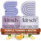 Buy now Kitsch Toning Purple Shampoo & Conditioner Bar Set For Blondes & Color Treated Hair - With Biotin for Strengthening & Neutralizing Brassy Tones - Vegan, Silicone & Sulfate Free - Made in USA at indiglob india