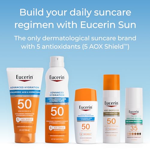 Buy now Eucerin Sun Age Defense SPF 50 Face Sunscreen Lotion with Hyaluronic Acid, Hypoallergenic, Non-Comedogenic Sunscreen SPF 50 Free of Fragrance, Oxybenzone and Octinoxate, 2.5 Fl Oz Bottle at indiglob india