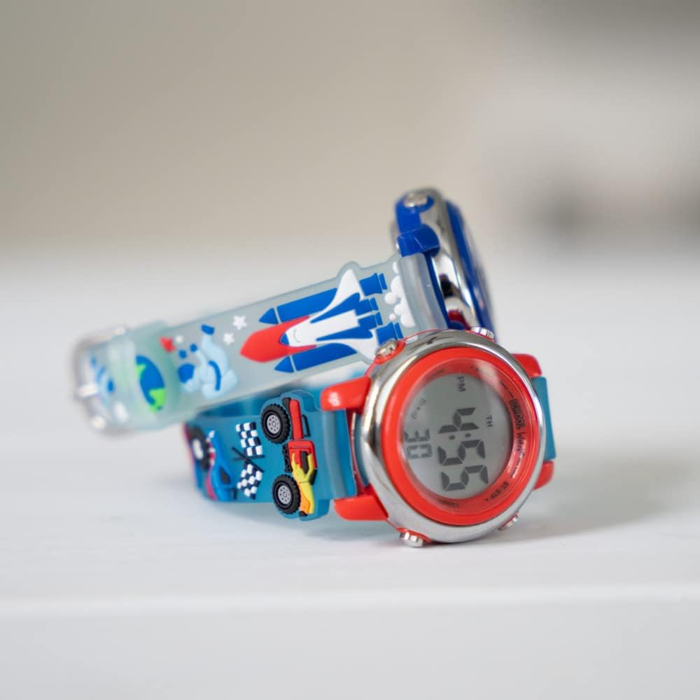 Buy now Preschool Collection Kids Digital Light Up Watch - Monster Trucks, Dinosaurs, Shark, Unicorn, Butterfly, Spider - Girls, Boys, Children, School at indiglob india