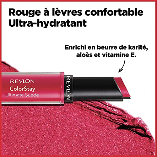 Buy now REVLON Lipstick, ColorStay Ultimate Suede Lipstick, High Impact Lip color with Moisturizing Creamy Formula, Infused with Vitamin E, 025 Socialite, 0.09 Oz at indiglob india