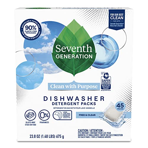 Buy now Seventh Generation Dishwasher Detergent Packs Free & Clear Pack of 5 for sparkling dishes Dishwasher tabs 45 count at indiglob india