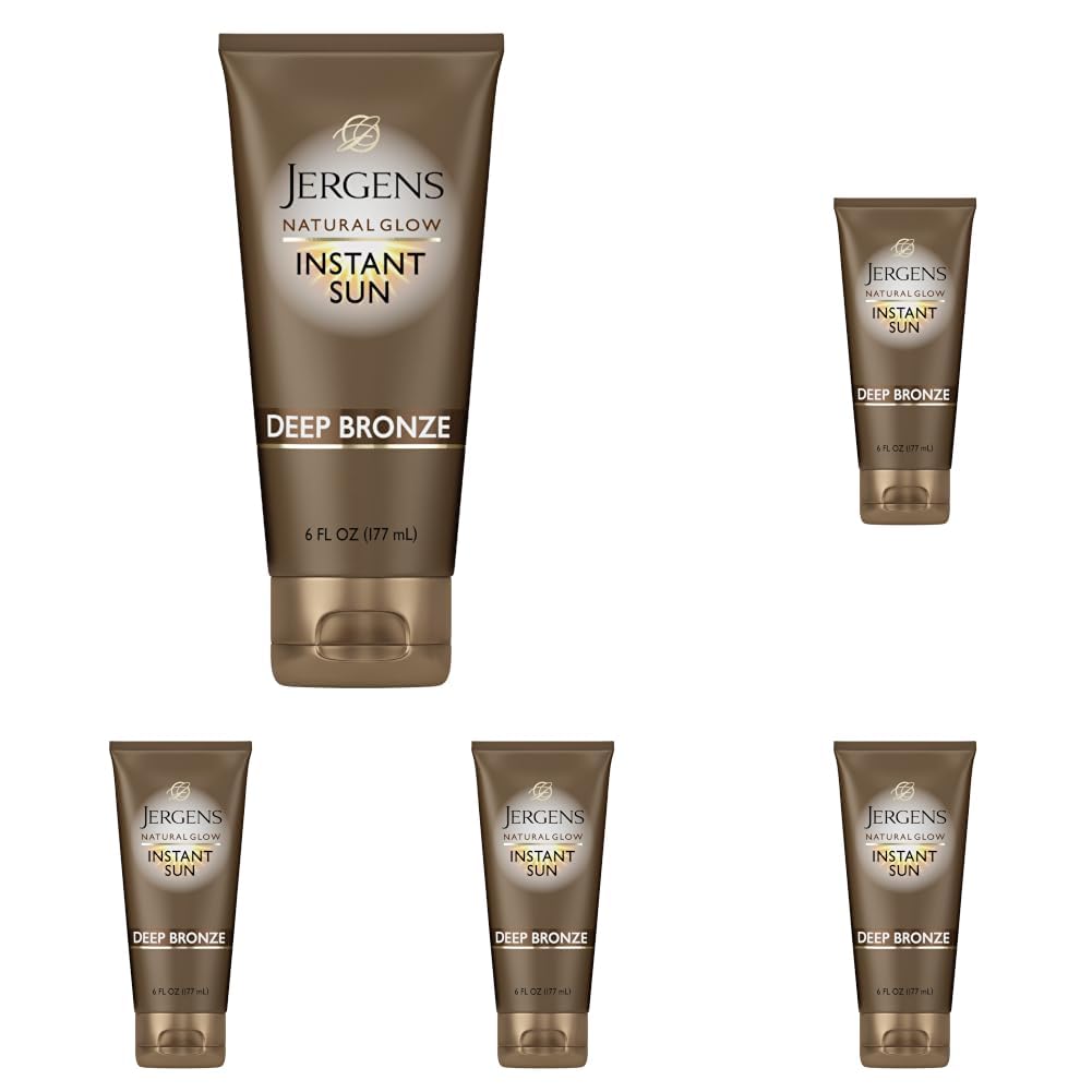 Jergens Natural Glow Instant Tanning Moisturizer, Light Bronze, 6 fl oz | Instant Bronze Color, Natural-Looking Tan, Lightweight Formula, Streak-Free Application, Sunless Glow