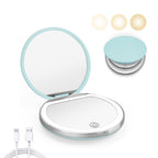 Black Compact Mirror with Light, 1X/3X Magnification LED Pocket Mirror | USB Data Cable, Mini, Purse, Pocket, Travel, Gift, makeup, mini, women, essentials, LED, fiberglass