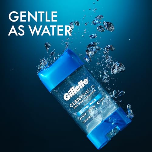 Buy now Gillette Antiperspirant and Deodorant for Men, 72hr Sweat & Odor Protection, Long Lasting Freshness, Anti-White Mark Technology, Clear Gel, Cool Wave Scent, 3.8 oz (Pack of 2) at indiglob india
