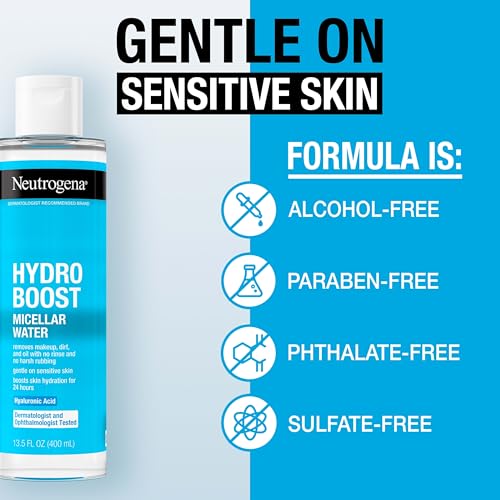 Buy now Neutrogena Hydro Boost Micellar Water with Hyaluronic Acid, Micellar Cleansing Water for Sensitive Skin, Removes Makeup, Dirt & Oil, Alcohol-Free, 13.5 fl oz at indiglob india