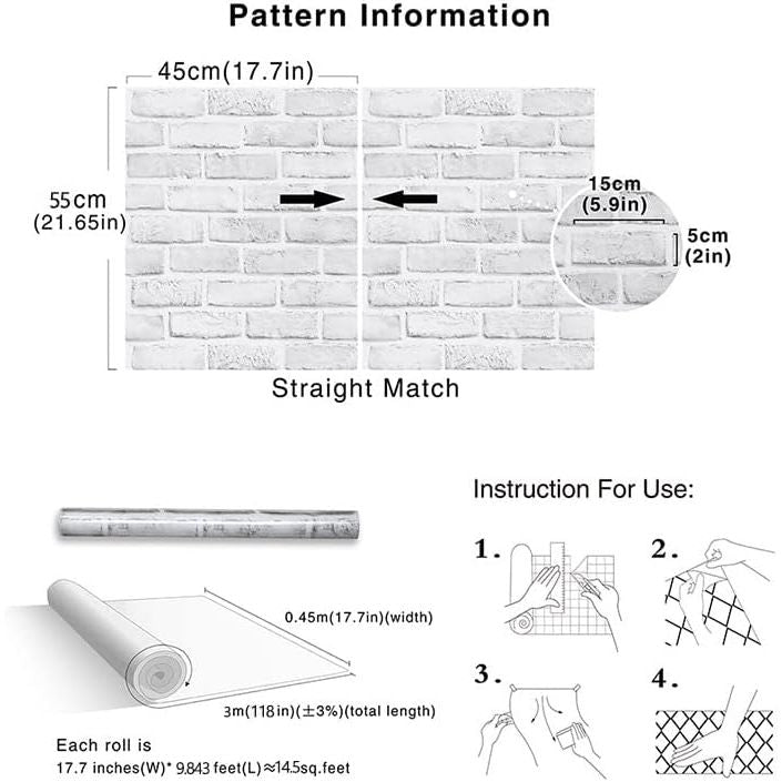 Buy now Cohoo Home Brick Wallpaper Peel and Stick Contact Paper 120inL 18inW Faux 3D Brick Contact Paper for Walls White Gray Grey Self Adhesive Removable Wallpaper Backsplash Bedroom Wall Sticky Waterproof at indiglob india