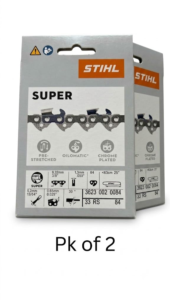 Stihl 33RS-84 2PK, 3/8" .050 Gauge, 84 Drive Links, 25", Rapid Super, Professional Saw Chain, 3623-002-0084