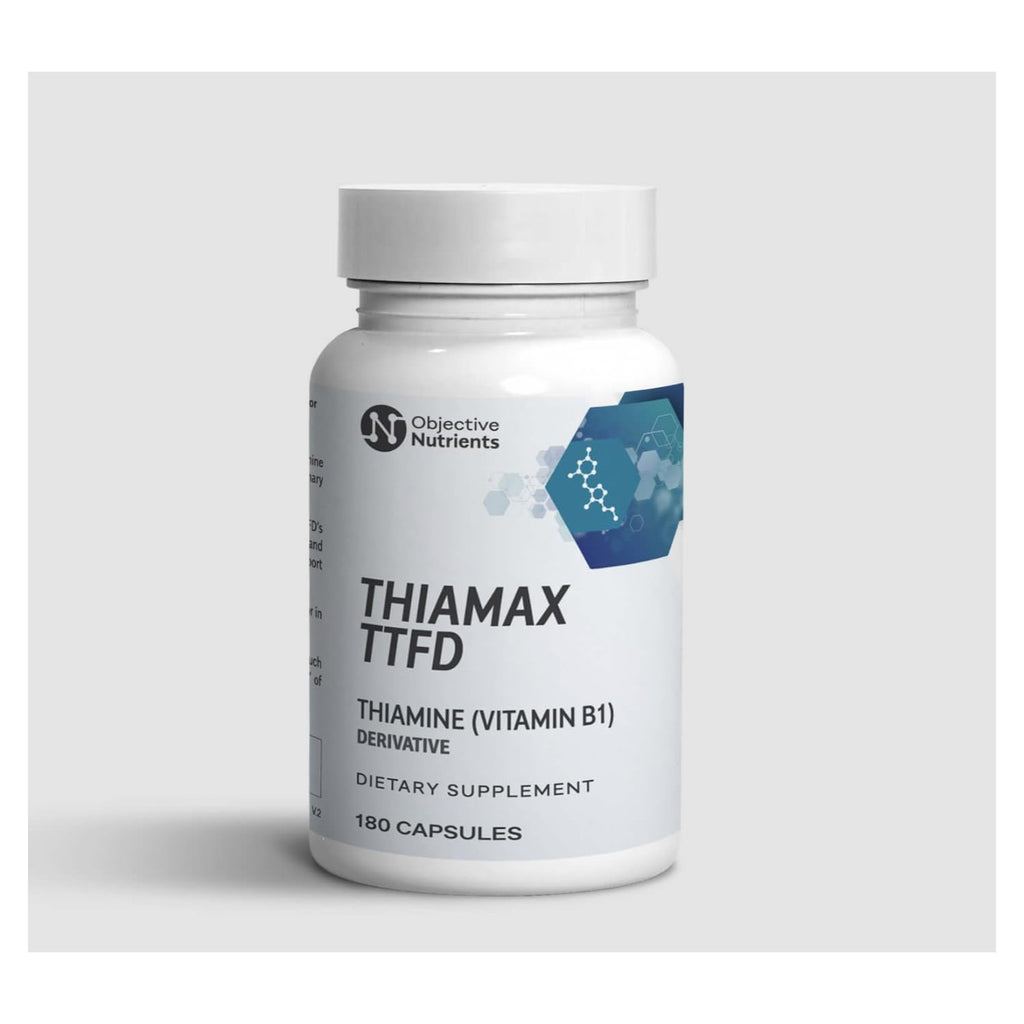 Objective Nutrients Thiamax TTFD Thiamine B1 Supplement | Vitamin B1 Supplement for Energy Focus | Highly Absorbable Vitamin B1 100mg with Magnesium – 60 Capsules