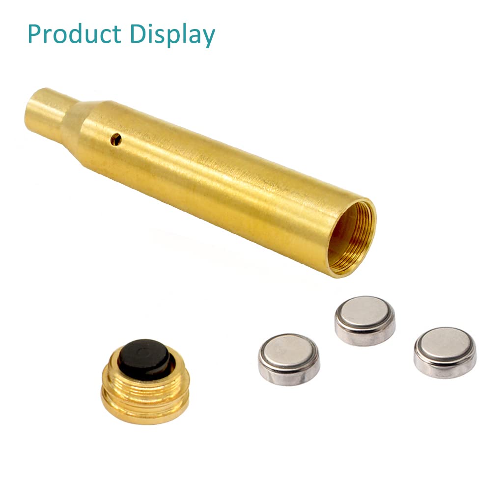 .30-06/25-06/270 Bore Sight Laser Red Dot Cartridge Laser bore Sighter with 2 Sets of Batteries