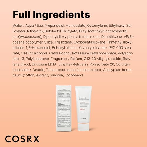 Buy now COSRX Vitamin E Vitalizing Face Sunscreen SPF 50, 1.69 fl oz, SPF Moisturizer, Lightweight under Makeup, Travel Essentials, Summer Essentials, Korean Skin Care, Korean Sunscreen for Face at indiglob india