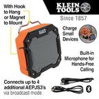 Buy now KLEIN TOOLS AEPJS3 Bluetooth Jobsite Speaker with Magnet and Hook, 20-Hr Run Time, Charge Via USB A or C, Pair Multiple Speakers Via Broadcast, Hands Free Capable at indiglob india