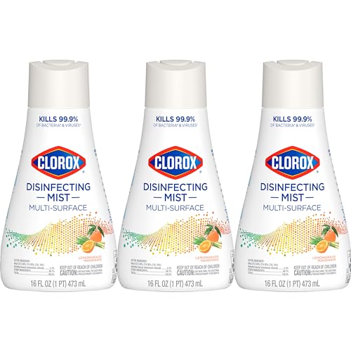 Buy now Clorox Disinfecting Mist, Lemongrass Mandarin, Household Essentials, 3 Refills, 16 Fl Oz Each at indiglob india