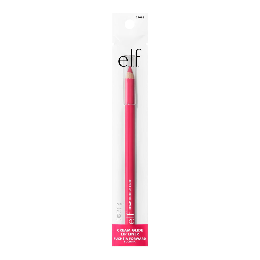 e.l.f. Cream Glide Lip Liner in Fuchsia Forward features a vibrant pink shade, essential for perfect lip definition.