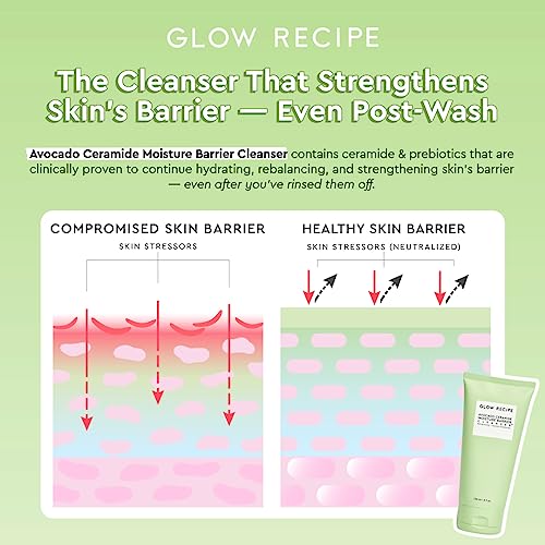 Buy now Glow Recipe Avocado Ceramide Facial Cleanser for Dry Skin - Hydrating Gel to Foaming Face Wash for Women & Men - Gentle Moisture Barrier Repair with Hyaluronic Acid & Colloidal Oatmeal, 150ml at indiglob india