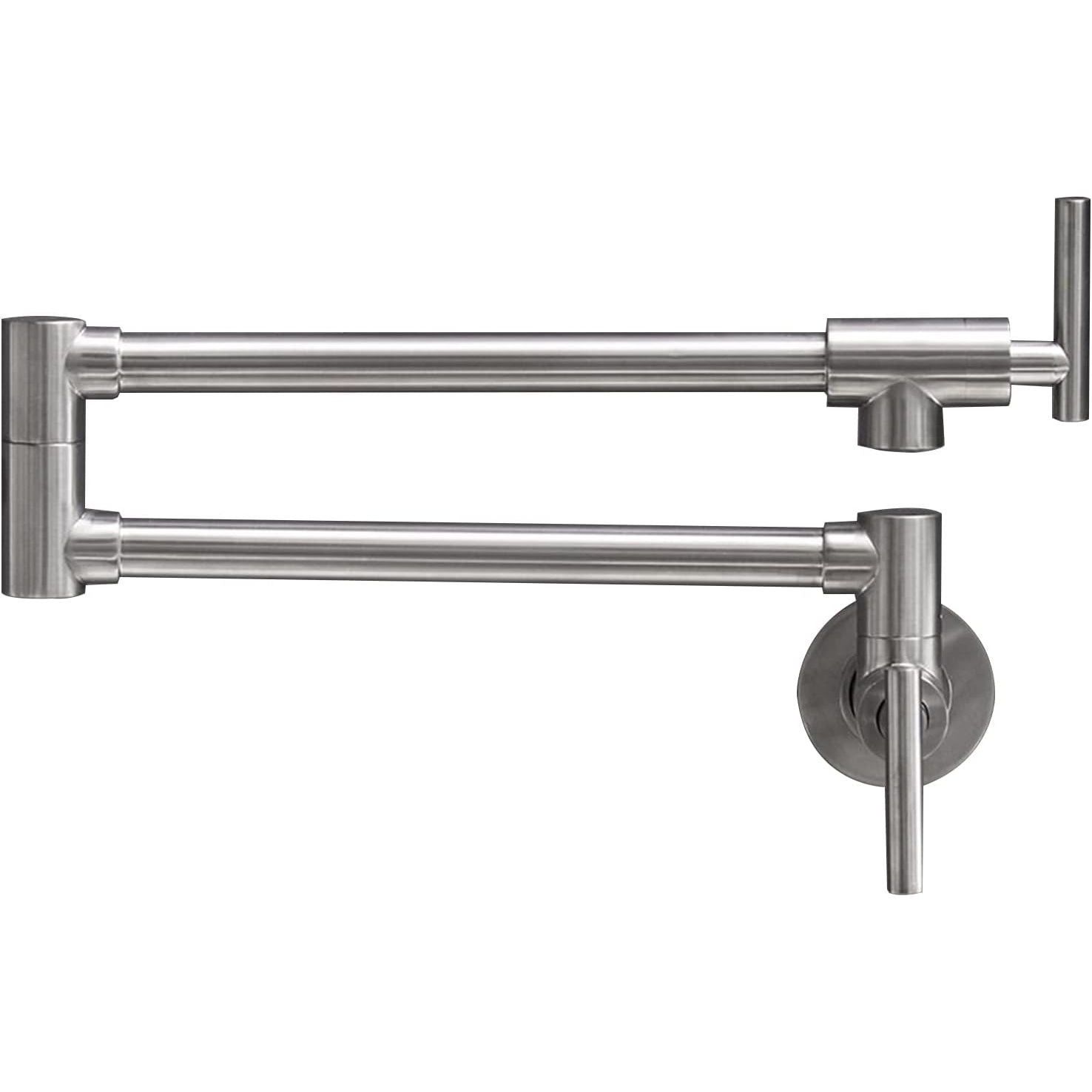 Buy now Pot Filler Faucet Brushed Nickel Wall Mount Commercial Kitchen Faucets Brass Folding Stretchable with Single Hole Two Handles by Aquafaucet at indiglob india