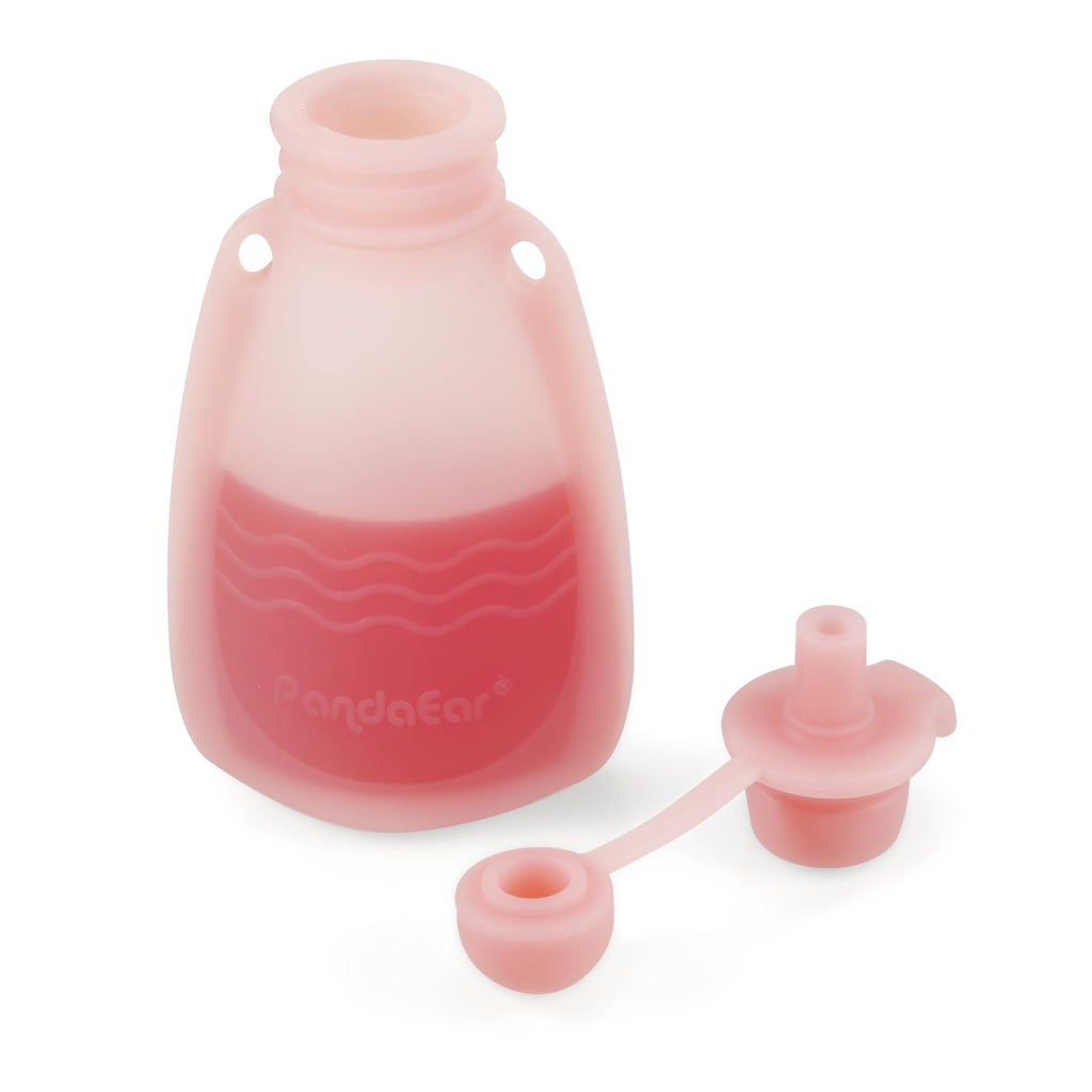 PandaEar 7 Pack Silicone Baby Food Pouches, Reusable Squeeze Pouches