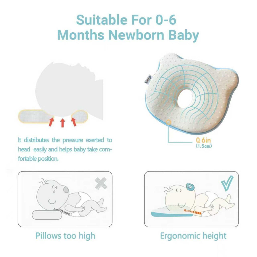 Memory Foam Baby Cushion Soft Cozy Machine-Washable, Head and Neck Support Breathable Anti-Slip Design for Infants for Small Boys and Girls Tummy Time(Beige)