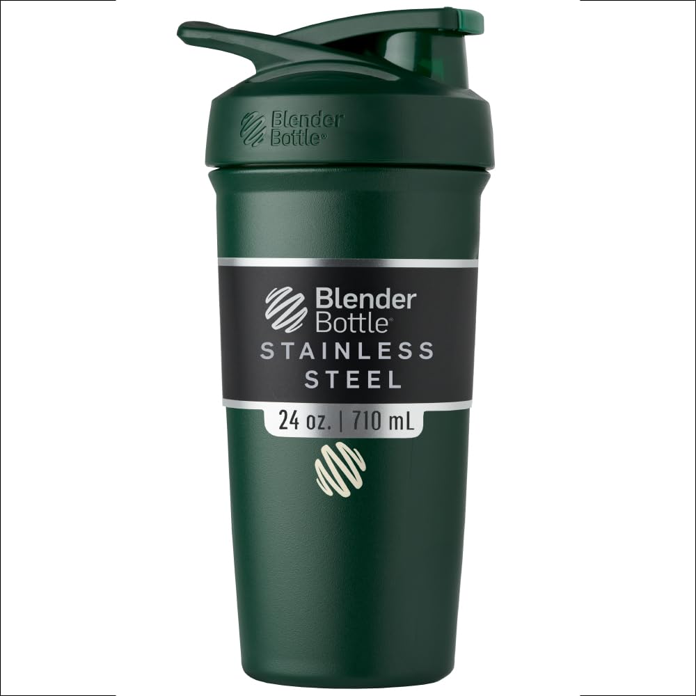Buy now BlenderBottle Strada Shaker Cup Insulated Stainless Steel Water Bottle with Wire Whisk, 24-Ounce, Black at indiglob india