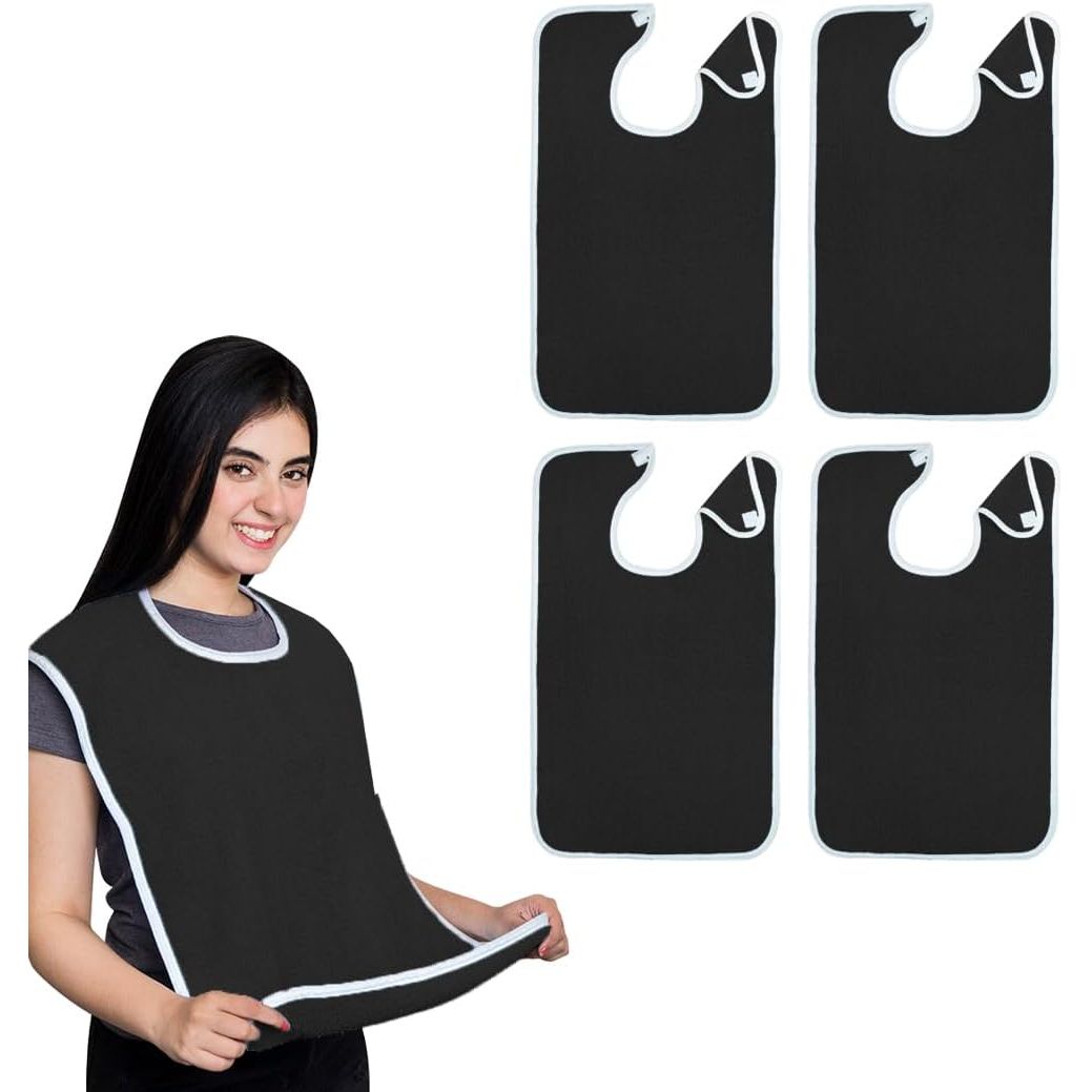 Buy now Avalon Towels Adult Bibs for Women 100% Cotton Bib for Adults for Eating - Terry Cloth Adult Bibs for Men Clothing Protectors Black at indiglob india