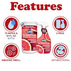 Buy now Clorox Scentiva Disinfecting Multi-Surface Cleaner Spray 32 Ounce & Disinfecting Wipes-75 Count, Tahitian Grapefruit Splash Scent Bundle at indiglob india