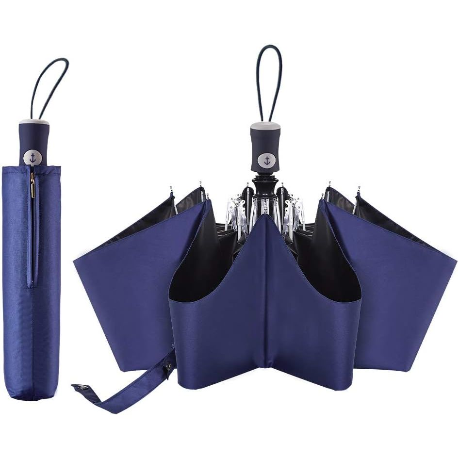 Buy now DBA FDJASGY Sun Umbrella Compact Folding Travel Umbrella Auto Open and Close for Windproof, Rainproof & 99.9% UV Protection Parasol with Black Anti-UV Coating Blue at indiglob india