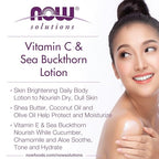 Buy now NOW Foods Solutions, Vitamin C and Sea Buckthorn Lotion, Hydrates, Repairs and Nourishes Dry Dull Skin, 8-Ounce at indiglob india