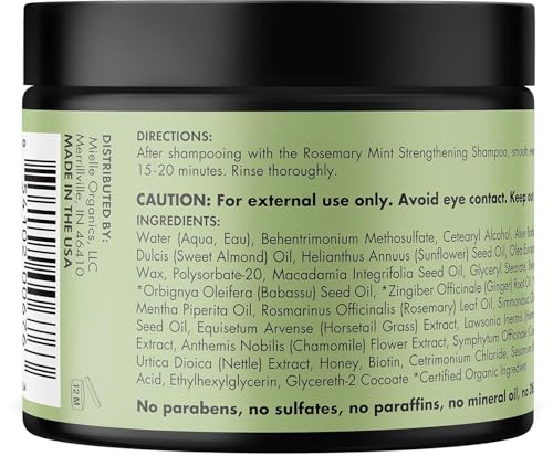 Buy now Mielle Organics Rosemary Mint Strengthening Hair Mask for Damaged Hair - Deep Conditioning Treatment Enriched with Biotin, Honey & Coconut Oil - Helps Encourage Longer, Healthier Strands (12 Oz) at indiglob india