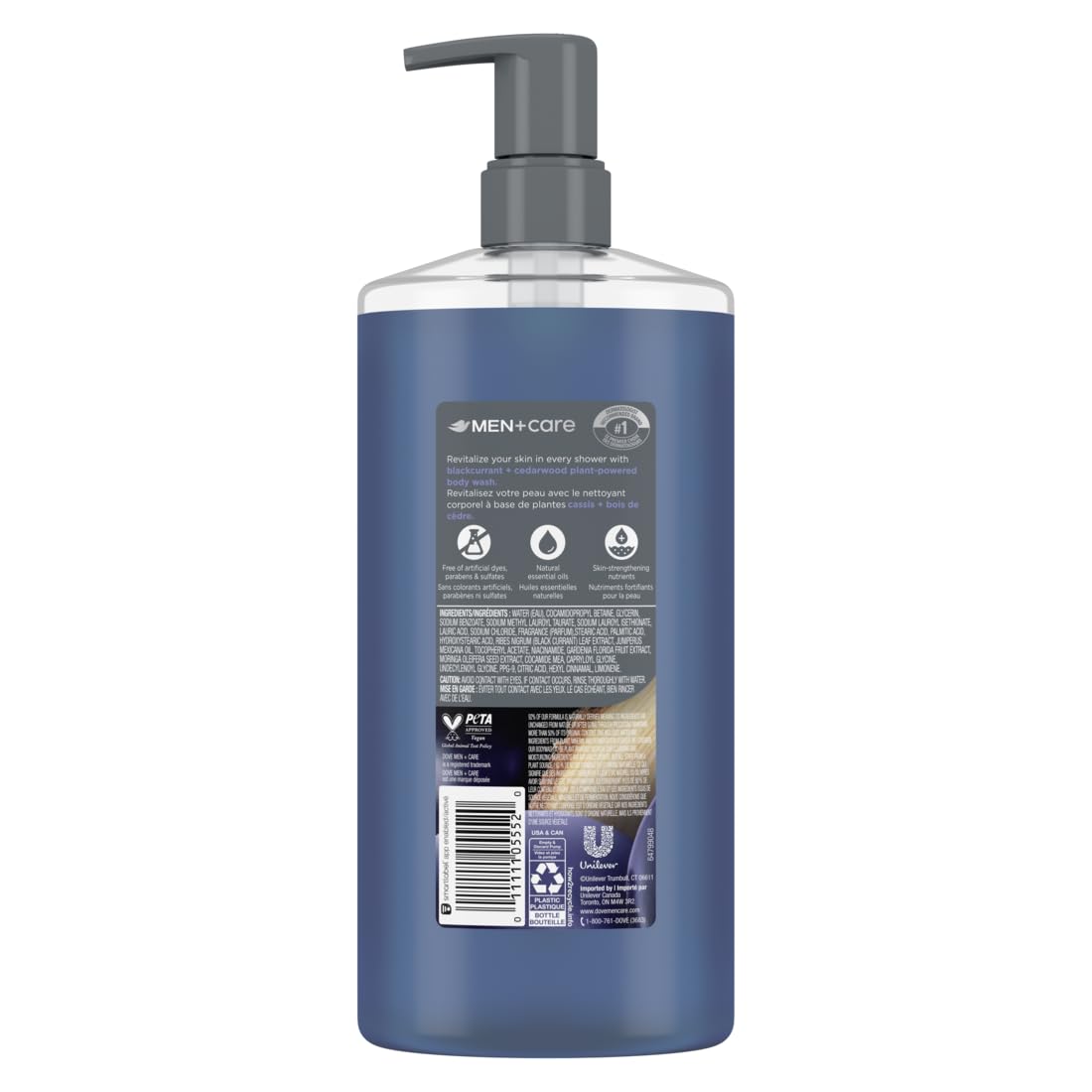 Dove Men Moisturizing Body Wash, Blackcurrant + Cedarwood, 26 oz | For dry skin, Helps nourish and hydrate, With plant-based moisturizers, For daily showers