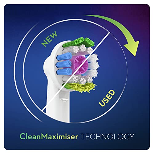 Buy now Oral-B 3D White Electric Toothbrush Head with CleanMaximiser Technology, Angled Bristles for Deeper Plaque Removal, Pack of 4, White at indiglob india