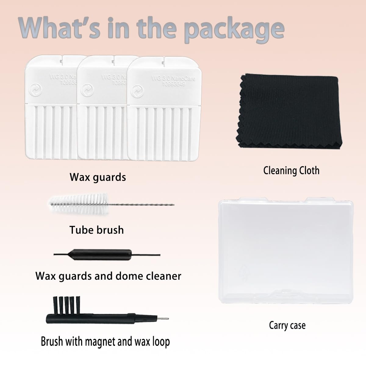 Waxguards 3.0 NanoCare 10993649 Filters for Signia/Rexton and Connexx Hearing Aids - Cleaning Brush Kits with Carry Case- 3packs