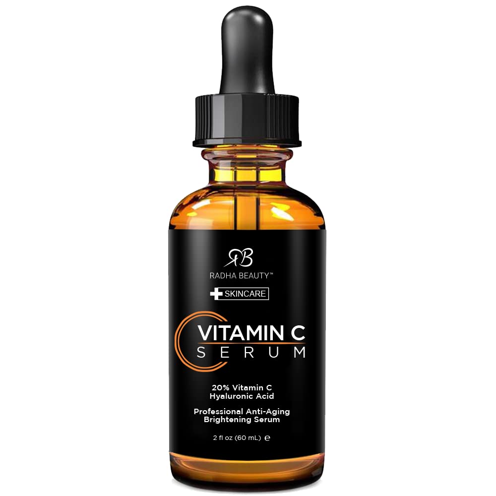 Buy now Radha Beauty Natural Vitamin C Serum 2oz, Vitamin C, Vitamin E, Hyaluronic Acid and Aloe, Facial Serum for Anti-Aging Wrinkles, Dark Spots, Fine Lines 2 Fl Oz (Pack of 1) at indiglob india