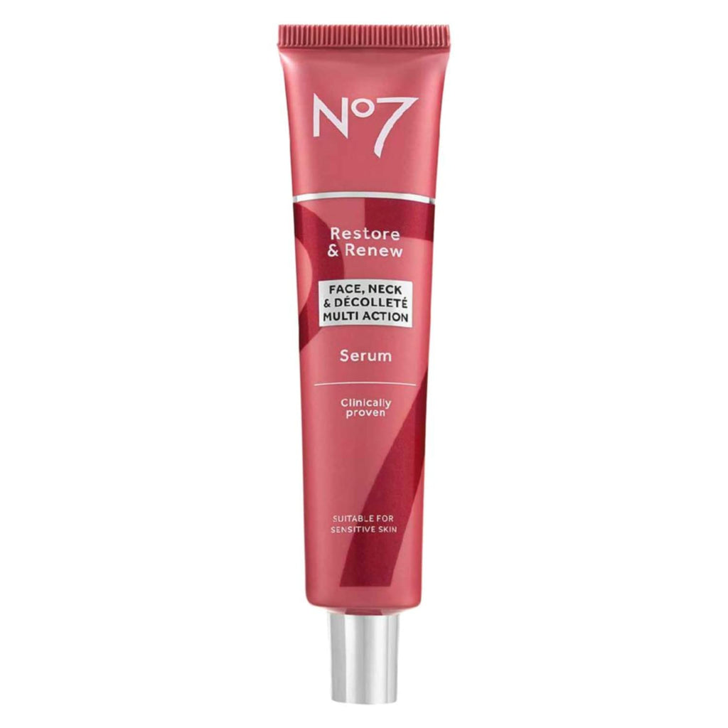 No7 Restore & Renew Sculpting Face & Neck Serum, 1 fl oz | Anti-Aging Formula, Deep Wrinkle Repair, Collagen-Infused Skincare, Hydrating Hibiscus Peptides & Hyaluronic Acid