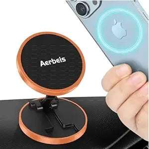 Buy now Magnetic Phone Holder for Car - Folding Car Phone Mount Adapter Dual Metal Magnetic Phone Holder Stand for Magsafe iPhone and All Android Smartphones Orange at indiglob india