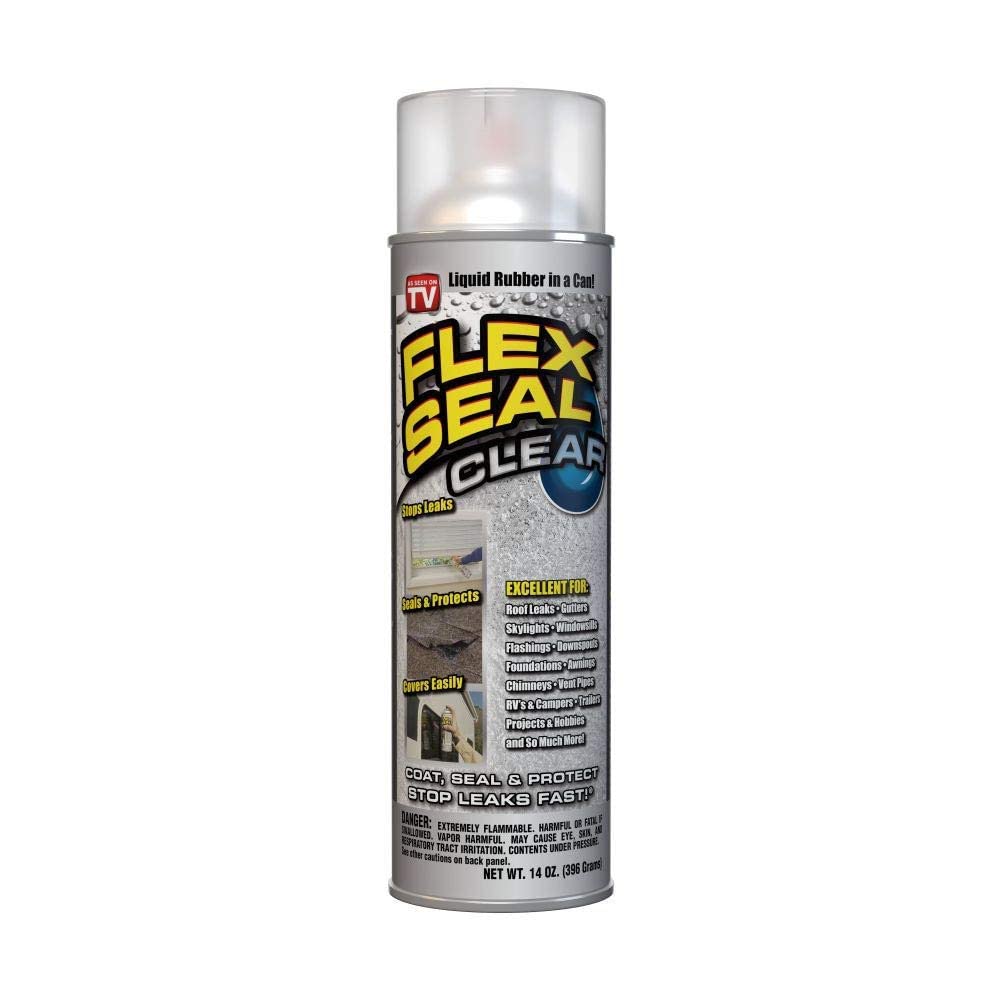 Buy now Flex Seal, 14 oz, Clear, Stop Leaks Instantly, Transparent Waterproof Rubber Spray On Sealant Coating, Perfect for Gutters, Wood, RV, Campers, Roof Repair, Skylights, Windows, and More Clear 14 oz (Pack of 1) at indiglob india