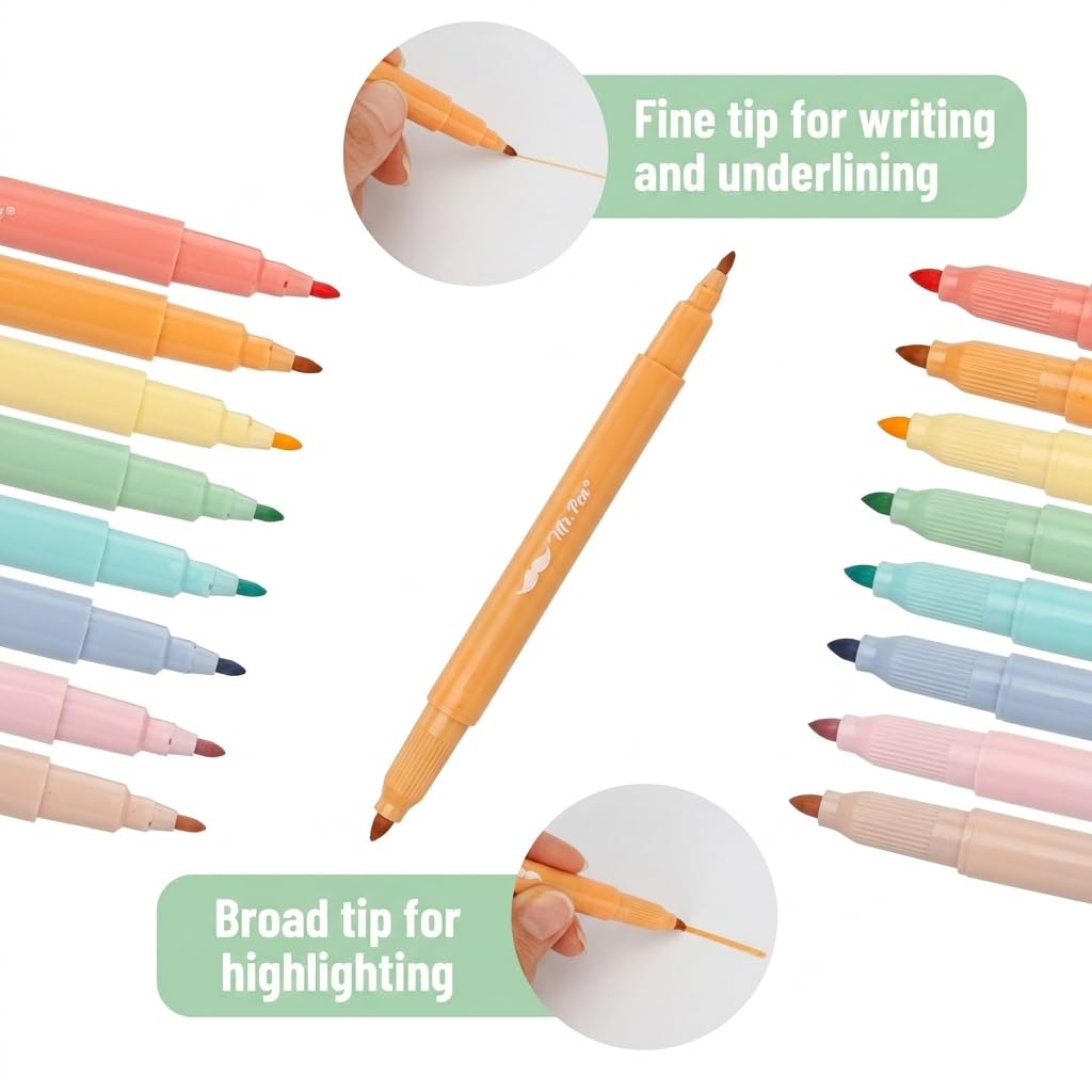 Mr. Pen- Dual Tip Bible Highlighters, 8 Pack, Pastel Colors