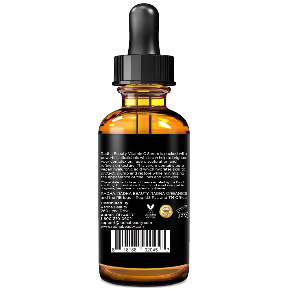 Buy now Radha Beauty Natural Vitamin C Serum 2oz, Vitamin C, Vitamin E, Hyaluronic Acid and Aloe, Facial Serum for Anti-Aging Wrinkles, Dark Spots, Fine Lines at indiglob india