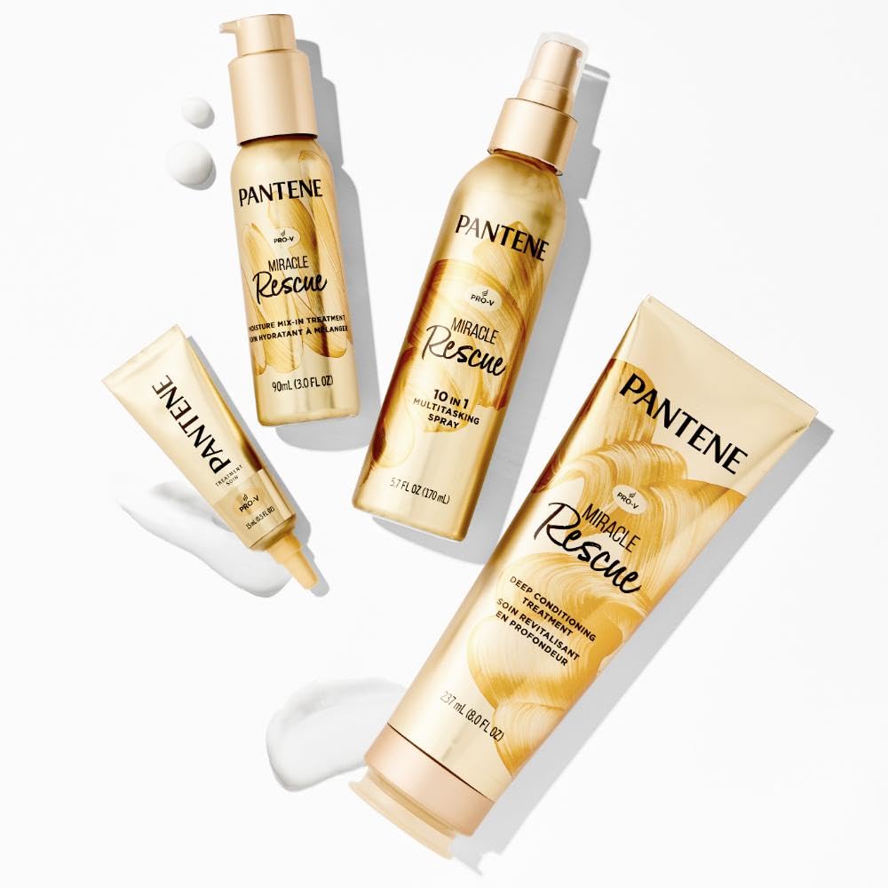 Pantene Hair Mask Miracle Rescue Shots, Intensive Repair Treatment for Damaged Hair, 4 count 0.5 oz Each, Twin Pack