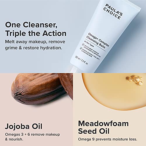 Buy now Paula's Choice Omega Complex Face Cleansing Balm, Double Cleanse Face Wash & Gentle Daily Makeup Remover, Suitable for Dry & Sensitive Skin, Mineral Oil-Free, & Fragrance-Free, 3.5 Fl Oz at indiglob india