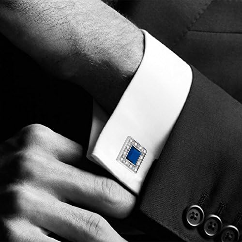 Buy now Blue Navy Crystal Square Cufflinks for Men Classical Cuff Links with Gift Box Elegant Style at indiglob india