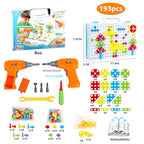 Buy now HAPTIME Design and Drill Toy, Building Toys for Kids Ages 3-8,STEM Toys for 3 4 5 6 Year Old,193 Pcs Electric Drill Toy,Magic Montessori Play Toolbox for Toddler Boys Girls Preschool at indiglob india