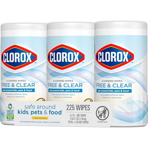 Buy now Clorox Free & Clear Cleaning Wipes, Light Lemon Scent, 75 Count, Pack of 3 (Pack May Vary) at indiglob india
