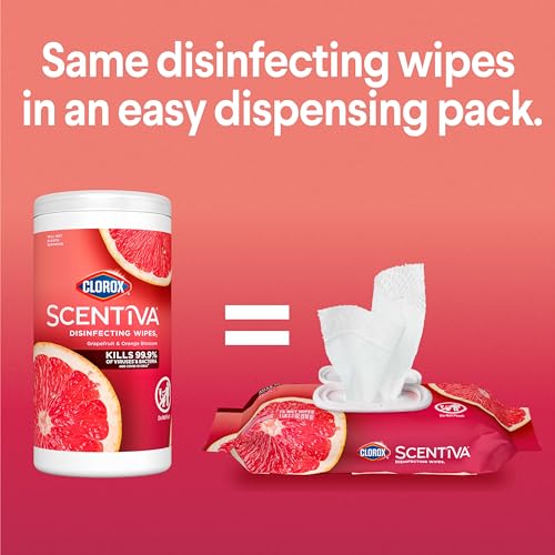 Buy now Clorox Scentiva Disinfecting Wipes, Grapefruit and Orange Blossom, 75 Ct., Pack of 3 (Pack May vary) at indiglob india