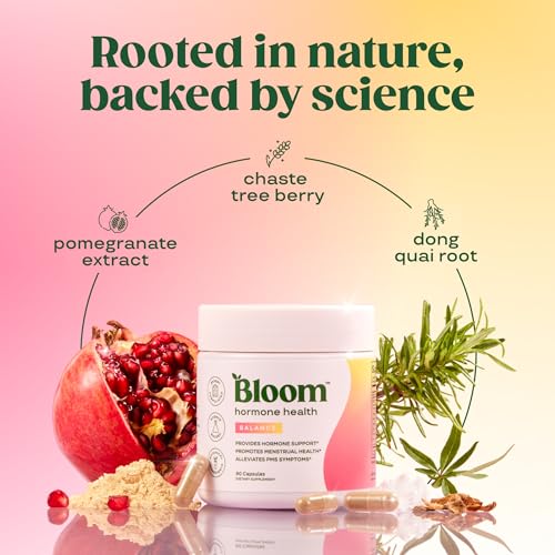 Buy now Bloom Nutrition Hormone Health & Cortisol Support for Women - Balance - Menstrual Health, PMS Symptoms, Pomegranate Extract, Chaste Tree Berry & Dong Quai Root, 30 Servings at indiglob india