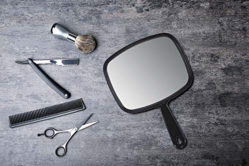 Buy now PROTECLE Hand Mirror, 10.3" L x 7.4" W Salon Barber Hairdressing Handheld Mirror with Handle, Square Black at indiglob india