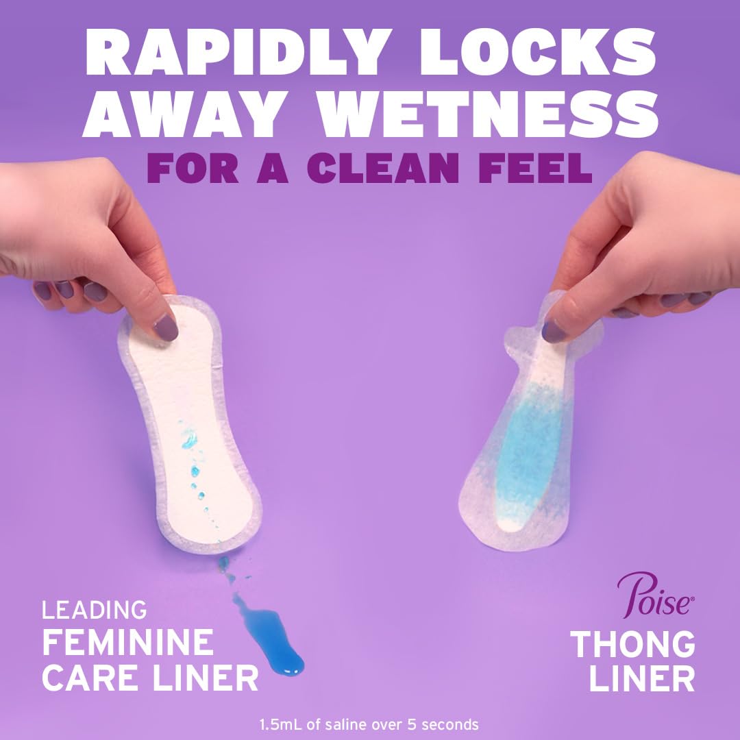 Poise Daily Thong Liners, Incontinence Panty Liners, 1 Drop, 50 ct