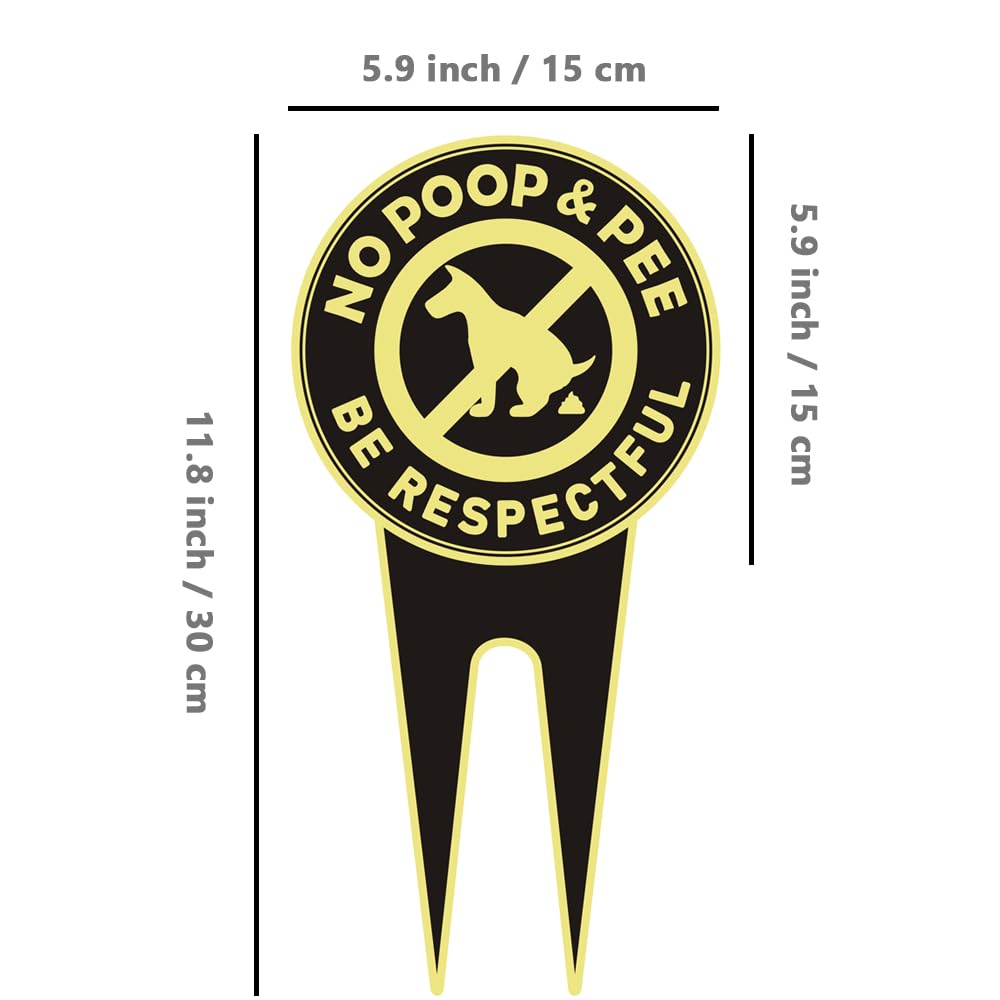2 Pack No Dog Poop Signs for Yard - Double Sided Aluminum No Pooping Sign with Stake 11.8" x 5.9" - Be Respectful, No Dog Poop and Pee Stop Dogs from Pooping/Peeing On Your Lawn/Garden