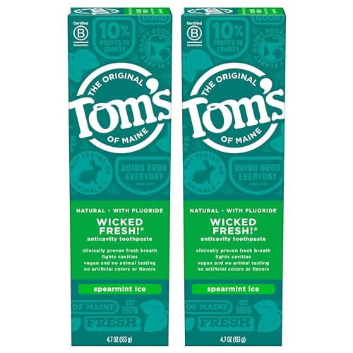 Buy now Tom's of Maine Natural Wicked Fresh! Fluoride Toothpaste, Spearmint, 4.7 oz. 2-Pack at indiglob india